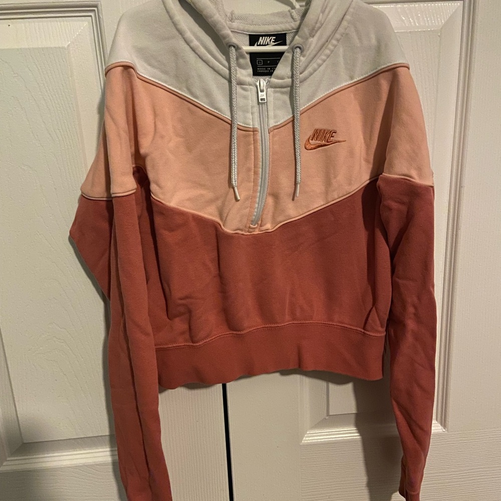 Nike Women's Cropped Hoodie - Pink and White